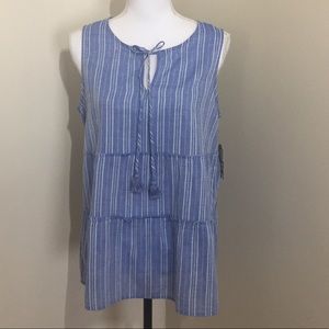 ST JOHNS Sleeveless blue and white blouse size small